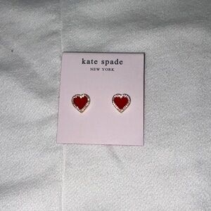 kate spade red heart crystal halo stud earrings